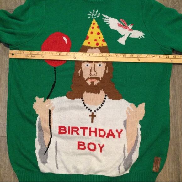 Ugly Christmas Sweater Birthday Boy Themed some piling best fit XL Mens - Picture 3 of 5